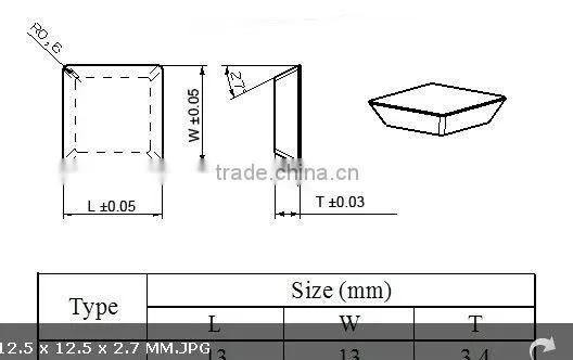 tungsten carbide blade for stone cutting(12.5X12.5X2.7)