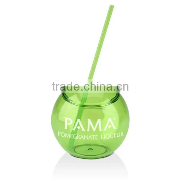 400ml/14oz BPA free ball shaped cup with straw