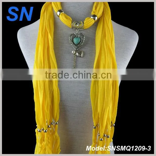 Latest design turquoise heart style pendant scarf with tassel