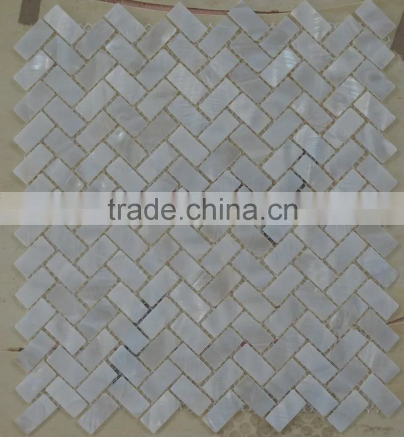 Herringbone Pattern Convex freshwater shell mosaic with joints
