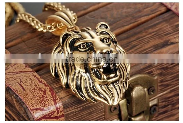 cool men jewellery stainless steel gold lion head pendant
