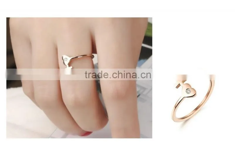 new product 2017 fashion 18K rose gold plated elegant ring woman with heart and cross