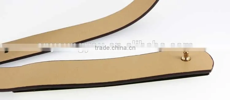 2015 designer pu fashion dress belt with brown shiny PU leather in yiwu