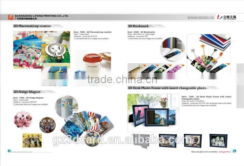 Guangzhou Lifeng 3D place mat with lenticular effect