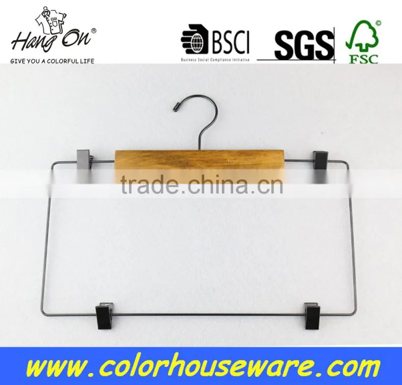 Good quality Wooden trousers pants hanger with clips