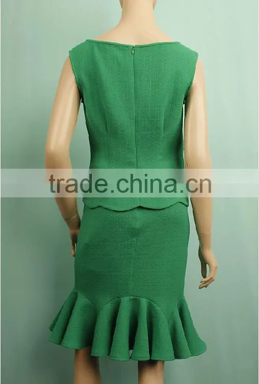 High quality sleeveless women office skirt suit,two pieces women skirt suit WT150632362