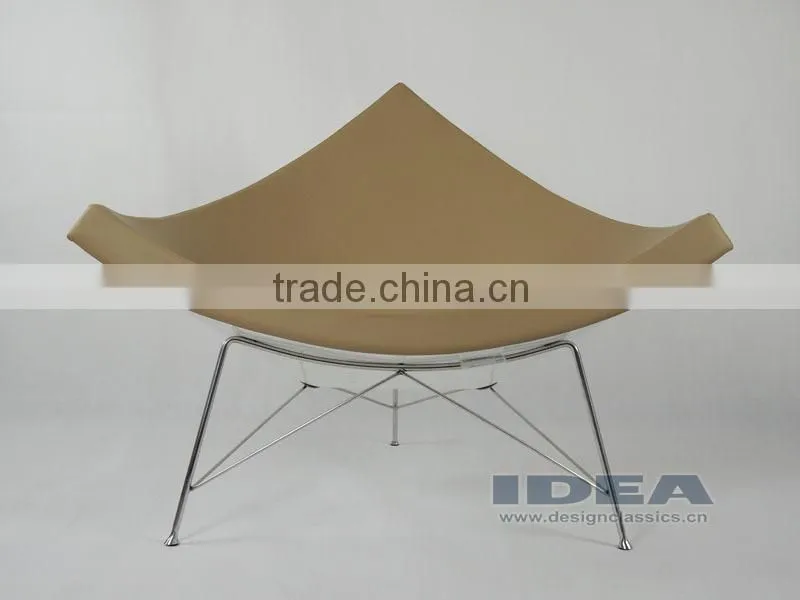 Replica Coconut Chair - White gloss fiberglass shell - Beige leather