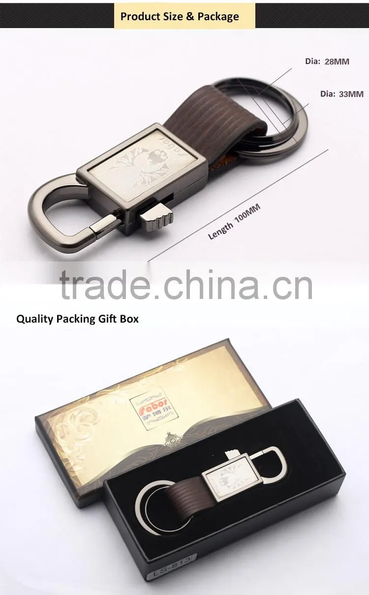 Sliding Hook Metal Handmade Leather Keyring