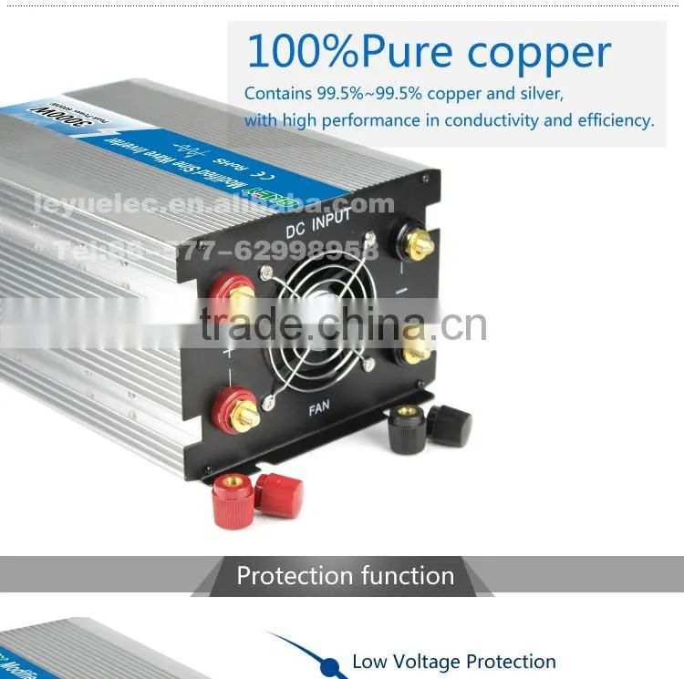 CE RoHS approved 3000w modified wave power inverer dc input 24v ac output 110v/220v with solar panel
