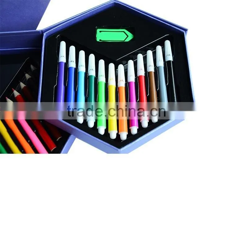 52PCS high quality wholesale art set stationery set with hexangular shape