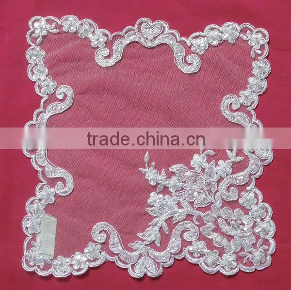 Bridal Square Beaded Corded White Long Runner45"