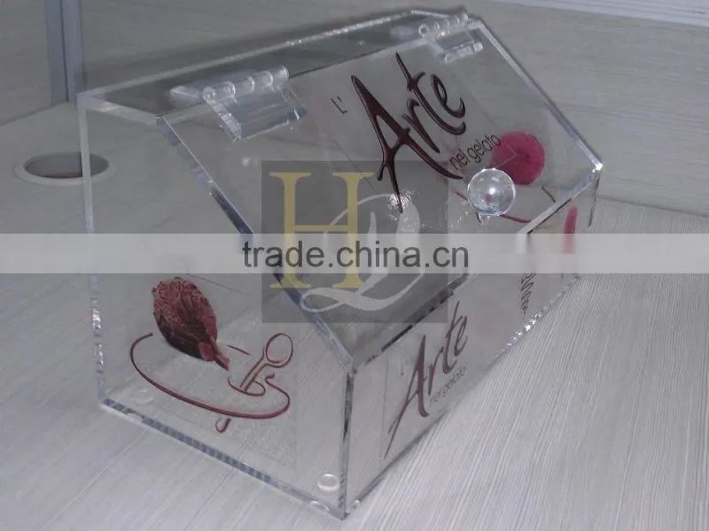 Trendy Eco-friendly Acrylic silkscreen printing candy cake acrylic display box with hinged lid