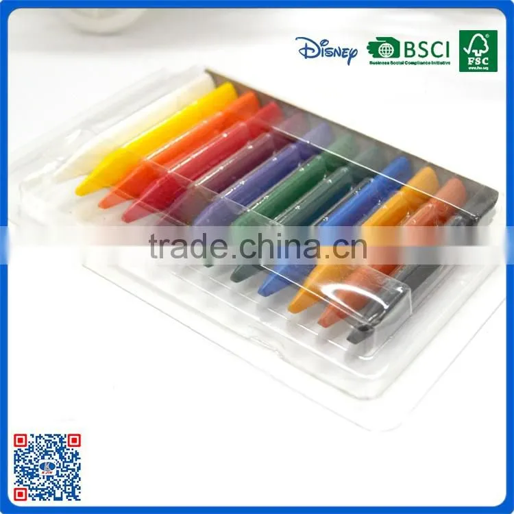 New arrival 12 colors triangle crayons in PVC box