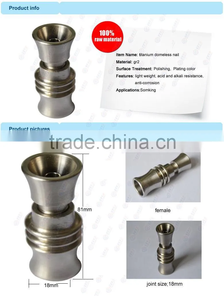 Domeless Titanium Nails and Dabbers 18mm Grade 2