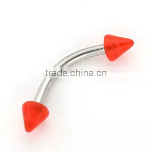 Multicolor Charming Fake Cheap Unique Acrylic Cone Stainless Steel Eyebrow Rings Body Piercing Jewelry