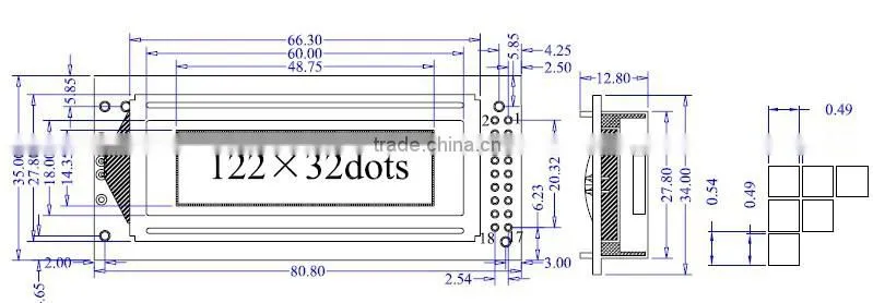 12232-ZB Chinese word stock , Working voltage 5 v / 3.3 v is optional,12232 LCD display modul