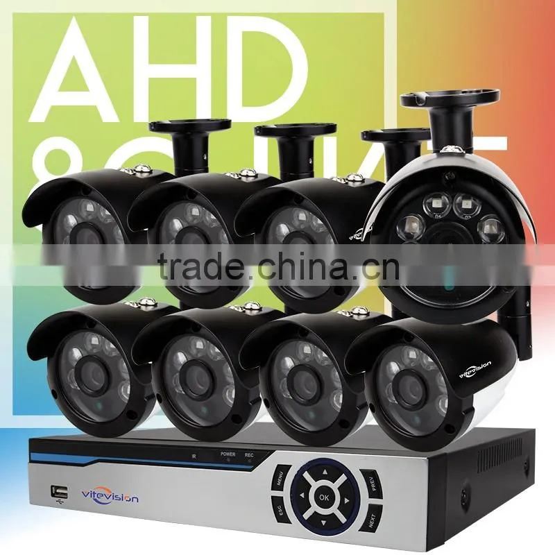 Vitevison brand security camera system 8 channel outdoor AHD DVR Kit with optional AHD camera