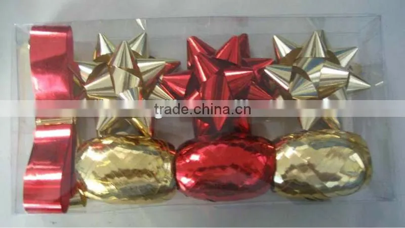 HOT SALE 12PCS Gold/Red Metallic Poly Gift Ribbons Bows Pack, Curling Ribbon Bows