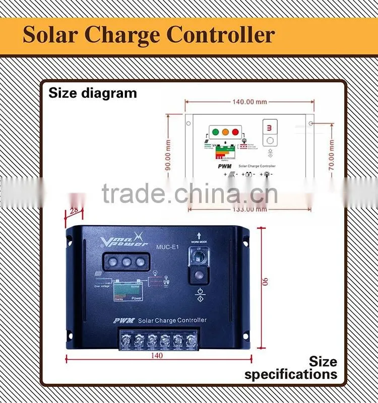 Vmaxpower PWM 12/24vdc Solar charger controller