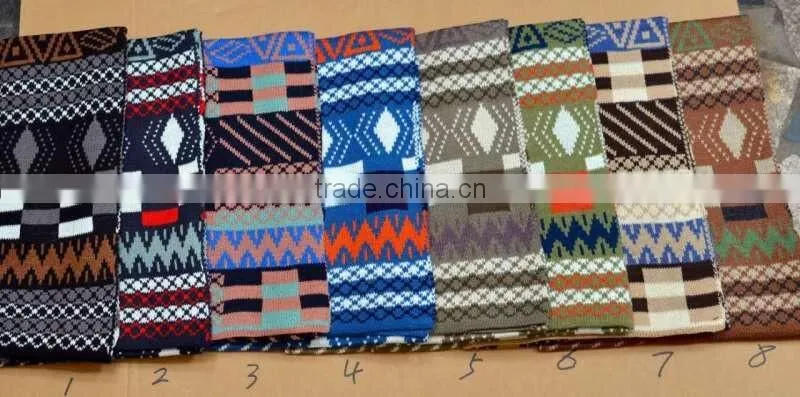 Stock Item unisex knitted jacquard scarf withou fringes yiwu scarf