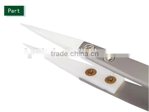 ESD stainless steel tweezers with ceramic tips /ceramic tweezers