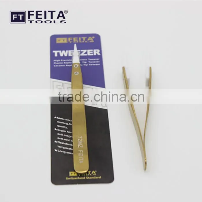 Heat Resistant Gold Ceramic Tweezers 72MZ for Jewelry Tools & Equipment Use