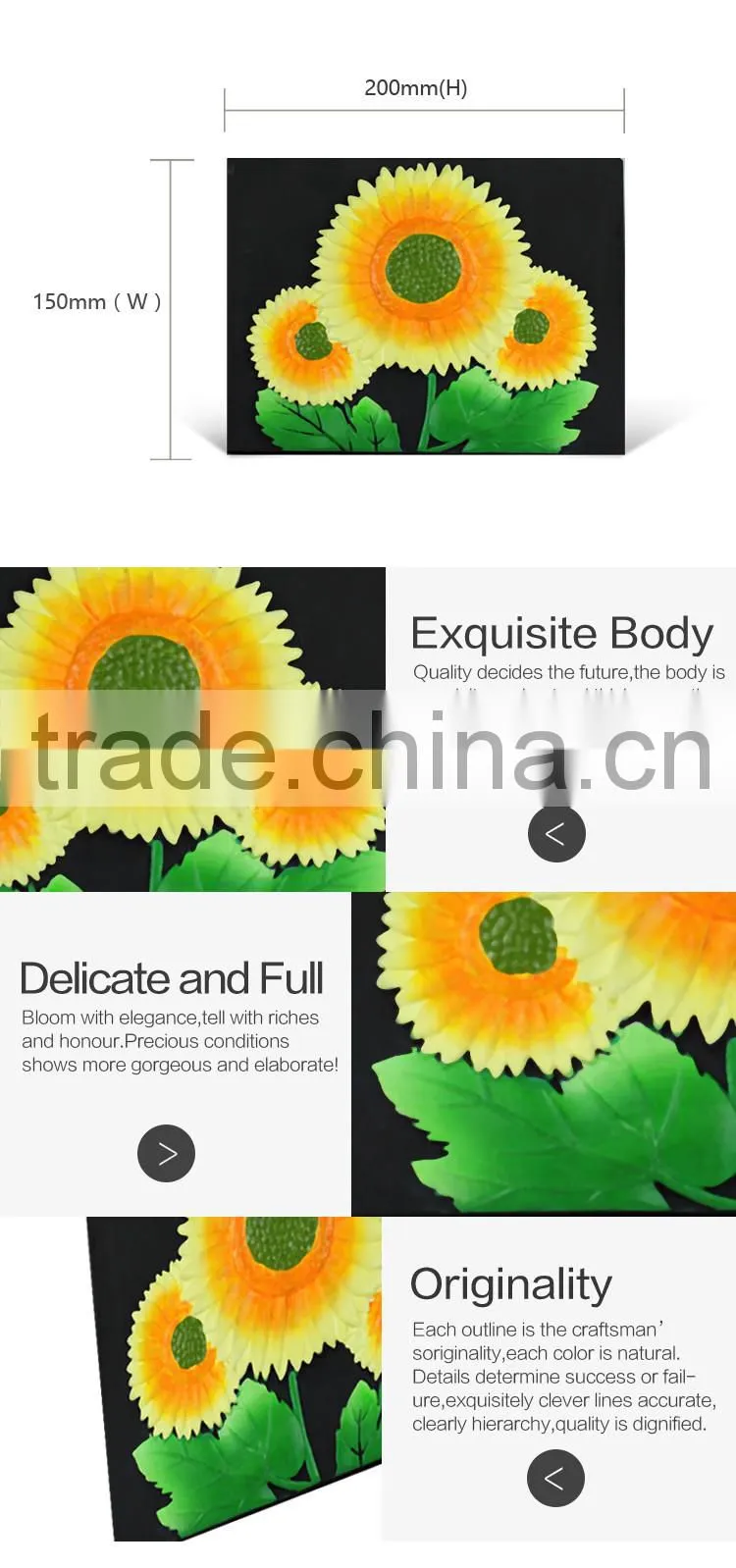 Sunflower square shape decorative home decor diy wholesale craft supplies