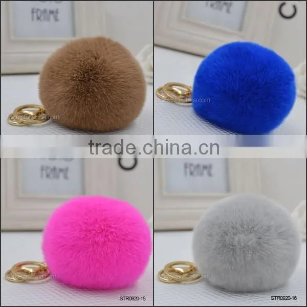 16 Colors Genuine Rabbit Fur Ball Key Chain Pom Pom Fur Key Chain
