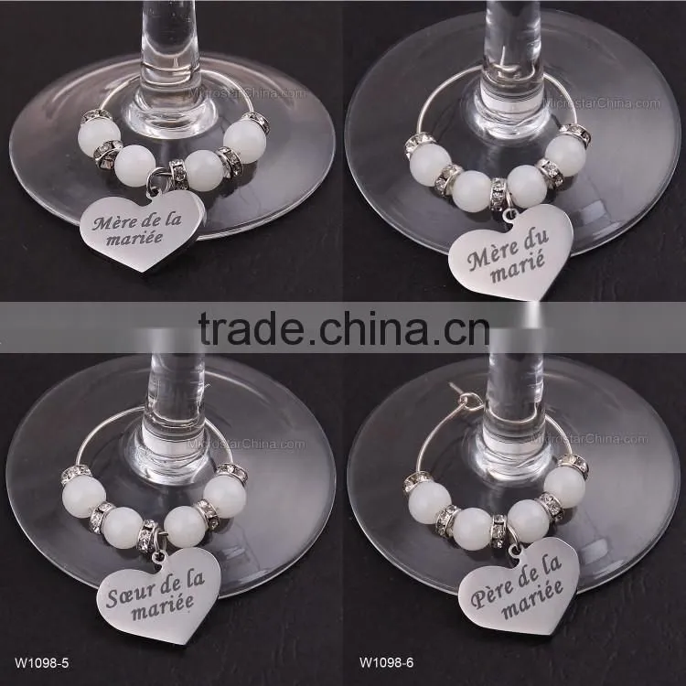 Wedding DIY Decorations French Luxurious Events Table Decorative Crafts Party Supplies Wine Glass Charms