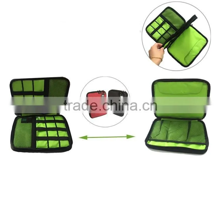 New fashion double layer cable organizer travel bag usb cable packaging hard drive bag