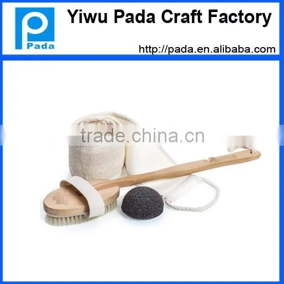 Dry Skin Body Brush with Natural Boar Bristles and Detachable Long Handle