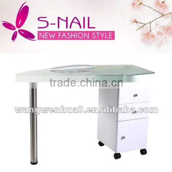 Portable glass nail Table, manicure table with dust collector