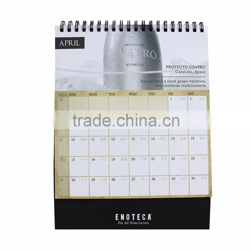 Hot sale elegant english arabic table calendar 2016