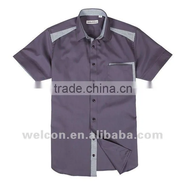 Latest OEM design 100% cotton casual style blue popular short sleeve new fashion japan korean shirt