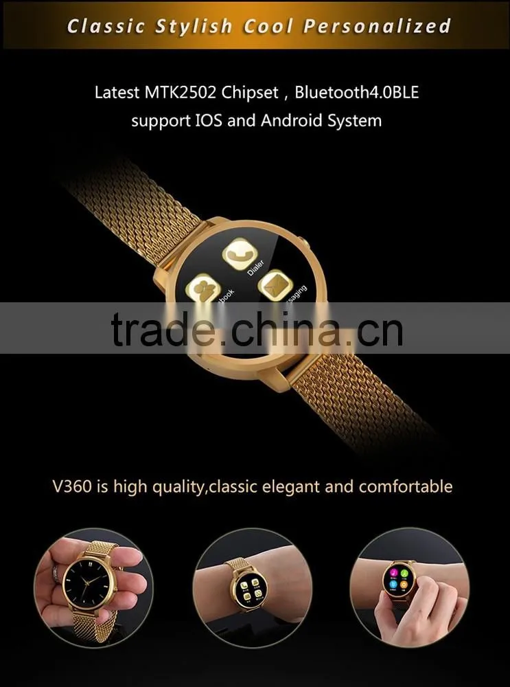 2016 Update V360 Smart Watch V360 1.22 inch 2.0M camera Bluetooth pedometer for android phone smartwatch for All Smartphone