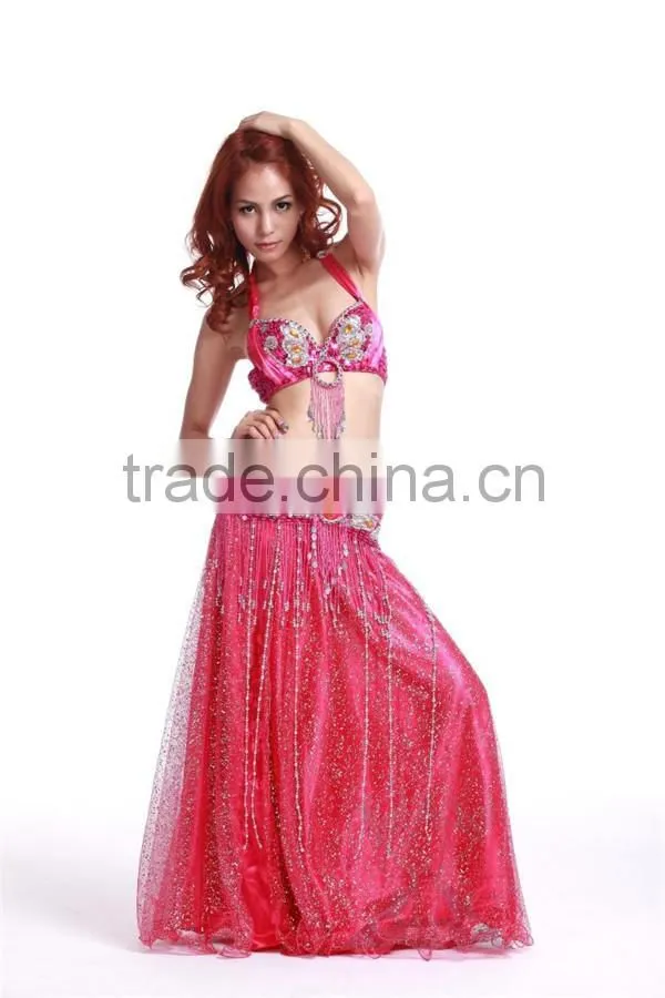 Wholesale new hot mesh with sequins belly dance skirt for ladies(QZ005)