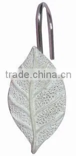 plant design shower curtain with12 pcs decorative resin hooks