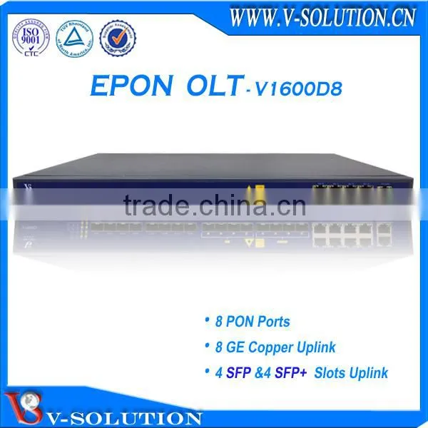 CE Certificated L3 Route 1U 8pon Port FTTH Epon OLT V1600D8 Support EMS