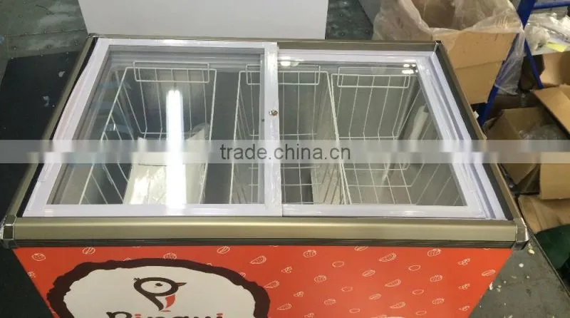 Top loading freezer flat glass oem freezer made in china wholesales