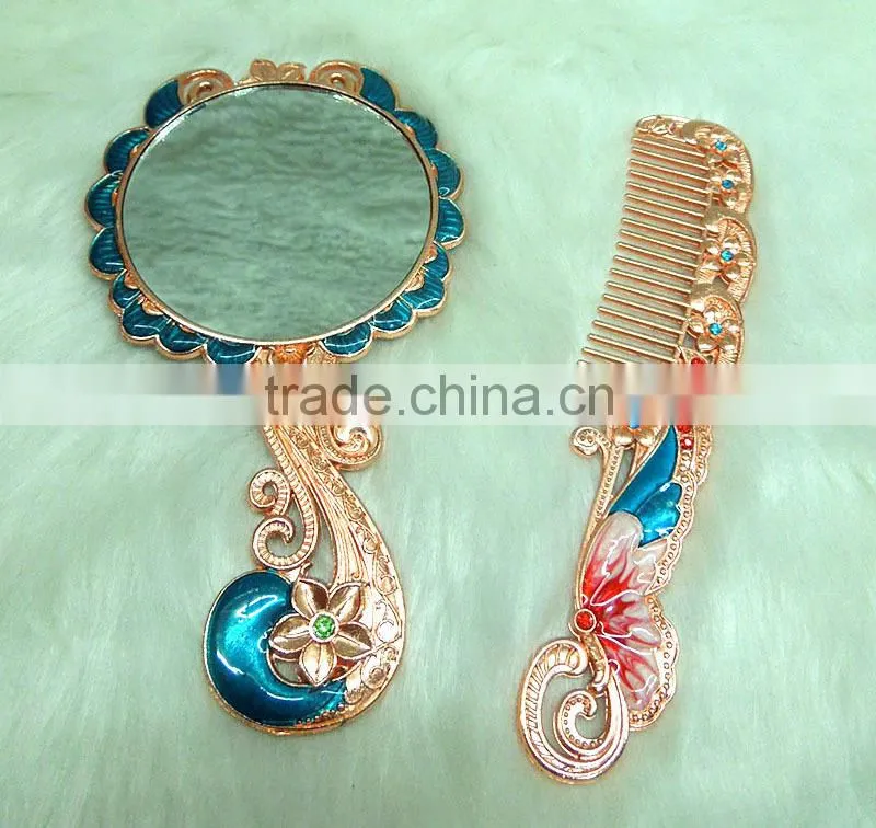 Promotion gift rose gold makeup mirror set/rose gold makeup compact mirror set