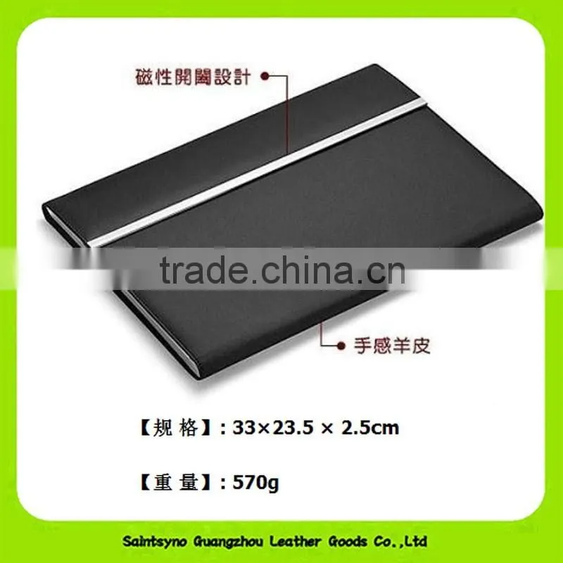 high quality eco friendly hard cover leather a4 conference folder black