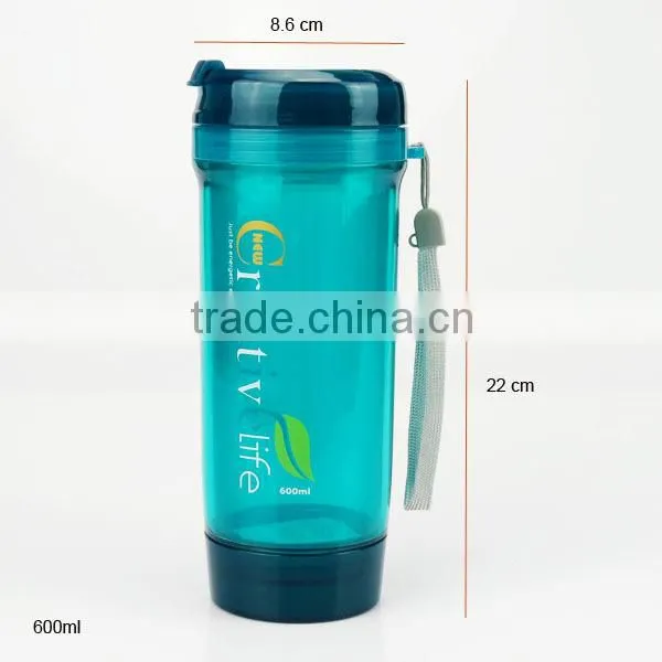 Hotsale LFGB Approved Double Wall Tea Mug Plastic With Portion Cup
