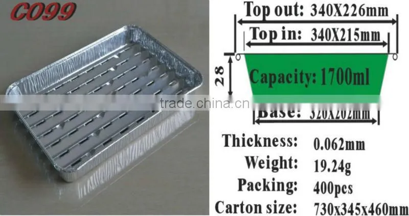 Disposable Aluminium Foil Korea BBQ Grill Pan C099