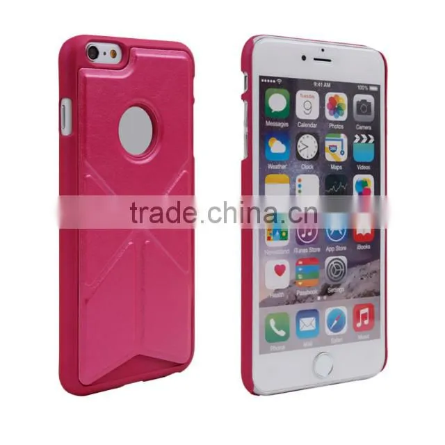 Factory Wholesale Phone Case for Apple iPhone 6 Plus Case Leather Creative origami folding stand for hands
