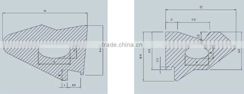 In-side glass rubber strip profile(EPDM, NBR, CR, SILICONE, PVC, composite)