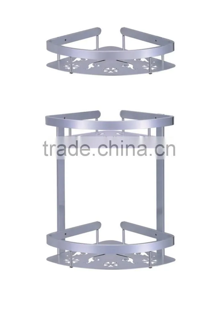 unique aluminium bathroom corner shelf with bar and Bathroom 2 Tier Aluminium Wall Mounted Corner Shelf