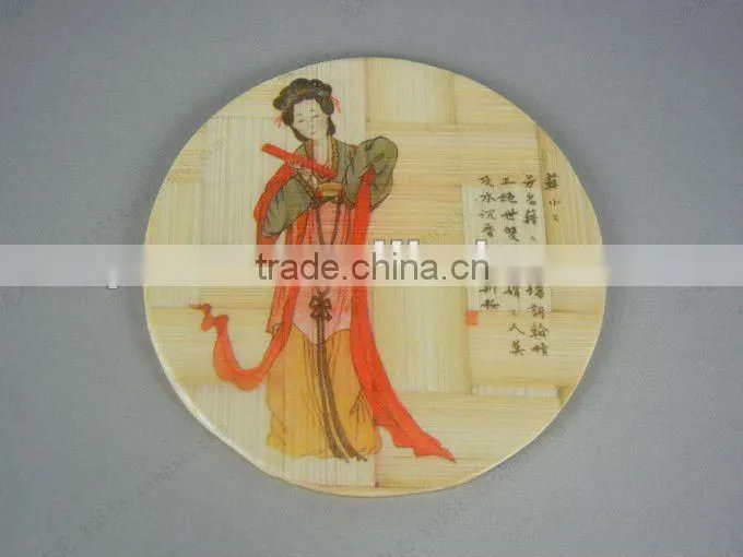 Set of 6 Vintage Bamboo Dinner Pads China Chinese Picture Asian Style Coaster