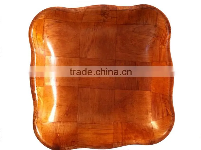 W622/ Rectangle Wooden Woven Snack Bowl, Woven Salad Bowl