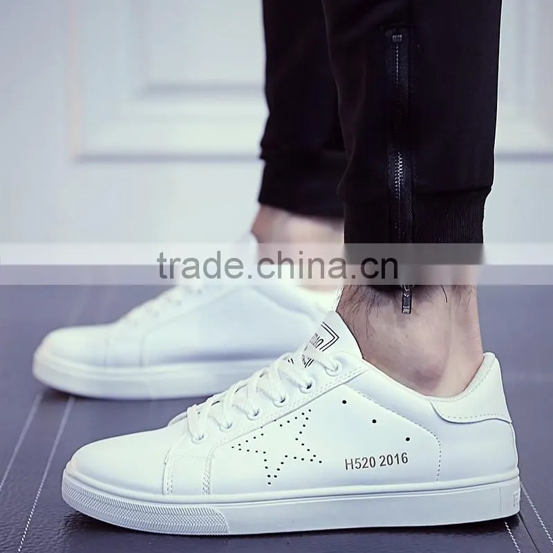 2016 fashion men suitable wihite and blcak PU shoes