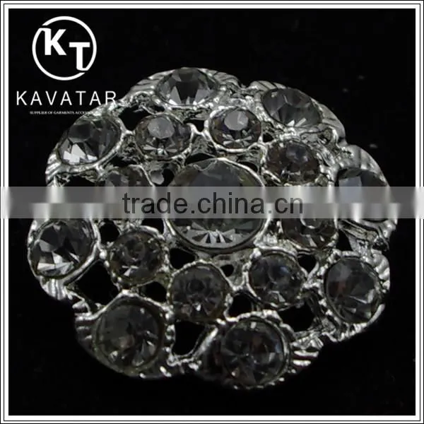 Good quality NK019 metal flower lead free metal shank rhinestone buttons